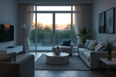 Modern mosquito killer device in a peaceful living room.