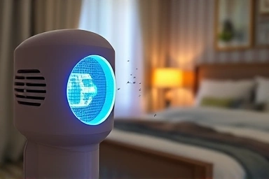 UV-LED mosquito killer attracting insects with soft light.