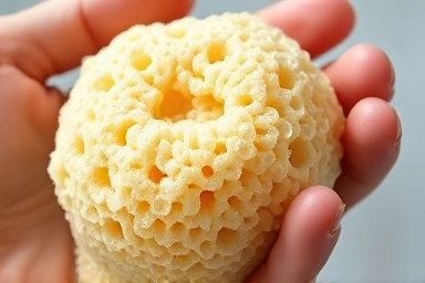Close-up of a natural sea sponge with water droplets