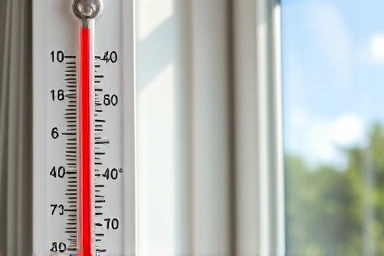 Thermometer at 35-40C, open window, fresh breeze, ventilation.
