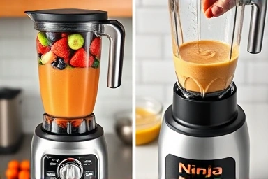 Ninja blender creating smooth smoothies and creamy soups.