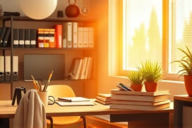 Organized office desk with smart supplies for efficiency.