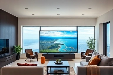 Vibrant QLED TV in a modern living room