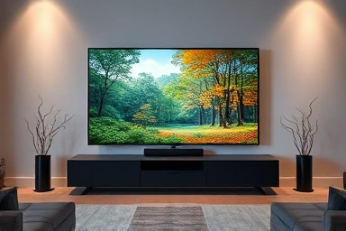 Samsung TV and soundbar creating immersive home theater experience