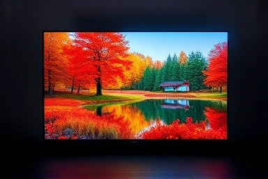 Modern smart TV displaying stunning HDR visuals in a dark room.
