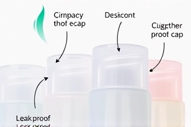 Leak-proof travel toiletry bottles and containers.