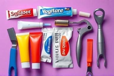 Collection of squeezed tubes and various tube squeezers