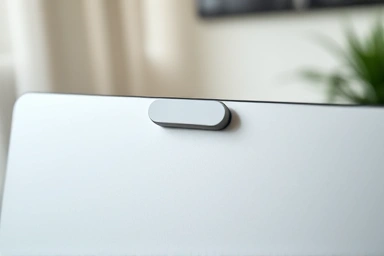 Laptop webcam cover closing for digital privacy and security.