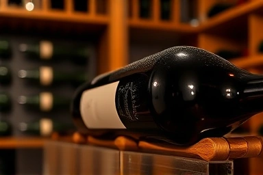 Wine bottle in ideal cellar conditions, showcasing quality preservation.
