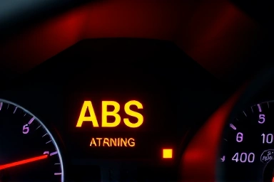 Dashboard with illuminated ABS warning light