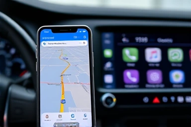 Smartphone connected to car screen for seamless mirroring