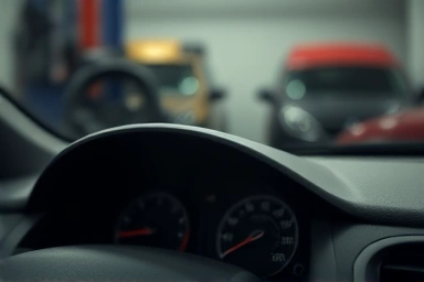 Car dashboard with subtle warning light, indicating potential issues.