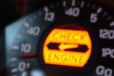Car dashboard warning light, check engine notification