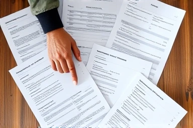 Comparing car insurance policies, hands pointing to details