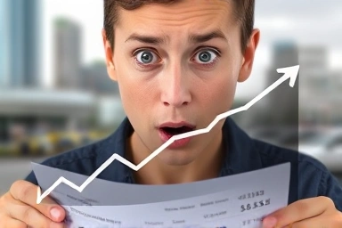 Car insurance bill with rising cost graph