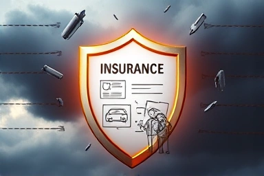 Car insurance shield protecting family from accidents