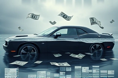 Car insurance costs rising, financial strain metaphor