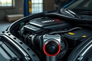 Car engine with hidden warning lights, symbolizing pre-failure diagnostics.
