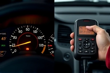 Car dashboard warning light and scanner tool diagnostic