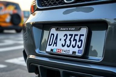 Stylish car exterior with custom decals and license plate frame.