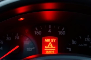 Car dashboard with illuminated warning light, symbolizing vehicle issues.