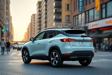 Modern compact electric SUV on a city street