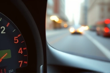 Fuel gauge indicating savings during city driving