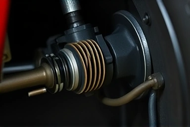 Car CV joint with sound wave effect, close-up mechanical view.