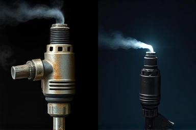 Comparison of worn vs. clean diesel injector performance.