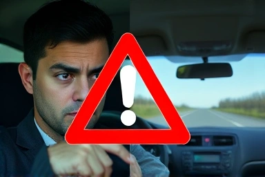 Drowsy driver vs. alert driver, safety warning