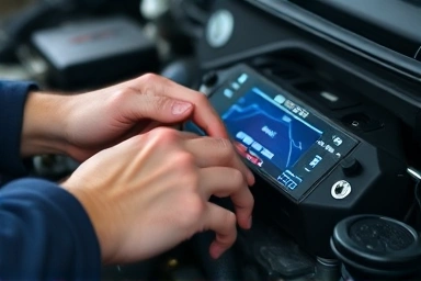 Car mechanic optimizing engine computer (ECU)