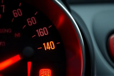 Car dashboard warning light for engine overheating.