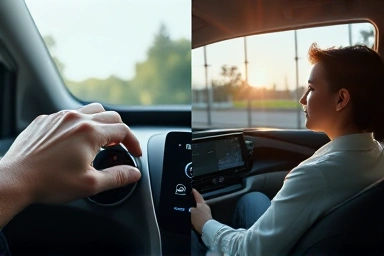 Adjusting car settings for a comfortable passenger experience.