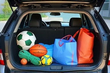 Decluttering a car trunk to improve fuel efficiency.