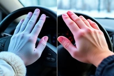 Cold hand vs warm hand on steering wheel.