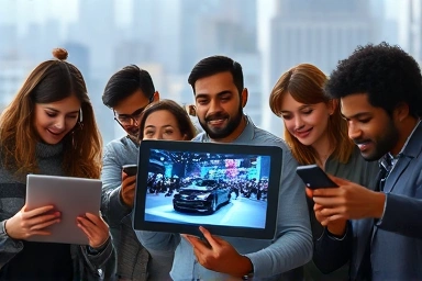 Global audience watching a car reveal live stream on various devices.