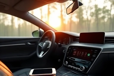 Smart car interior with smartphone control app
