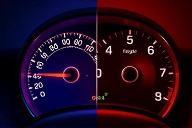 Car temperature gauge showing overheating and normal levels.