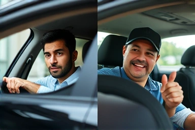 Comparison of aged vs. new car tires, highlighting wear and tear