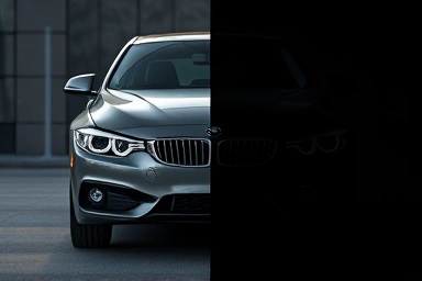 Used car with hidden accident damage vs. pristine exterior.