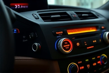 Luxurious used car interior with highlighted premium options.