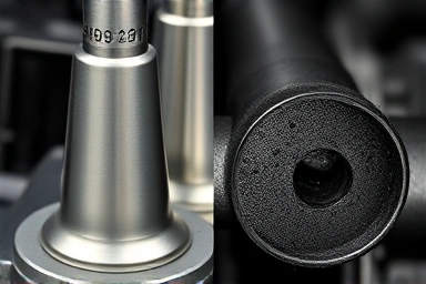 Comparison of clean vs. carbon-covered GDI engine valves.