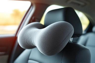 Comfortable memory foam car neck pillow for driving.