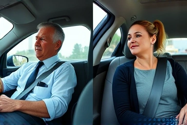 Driver comfort transformation with a lumbar support cushion.