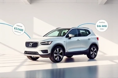 Volvo EX30 electric car with financial savings graphics