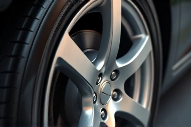 Pristine car wheel, perfectly clean, no brake dust.