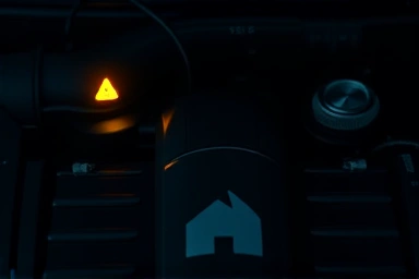 Yellow engine warning light icon on car engine.