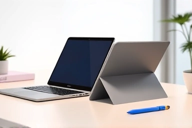 Modern 2-in-1 laptop transforming between modes