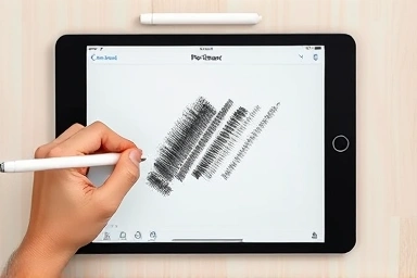 iPad Procreate app with Apple Pencil Pro, showing dynamic brush effects