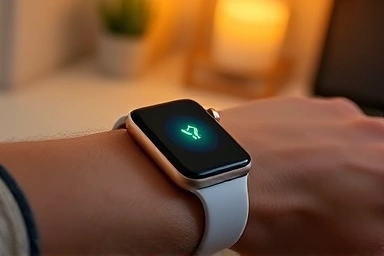Apple Watch SE on wrist, safety feature glow